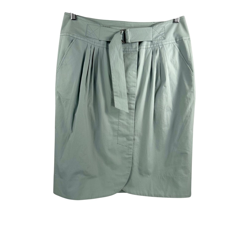 Debbie Shuchat Skirt sz 10 Sage Green poplin Pleated Tulip‎ money preppy